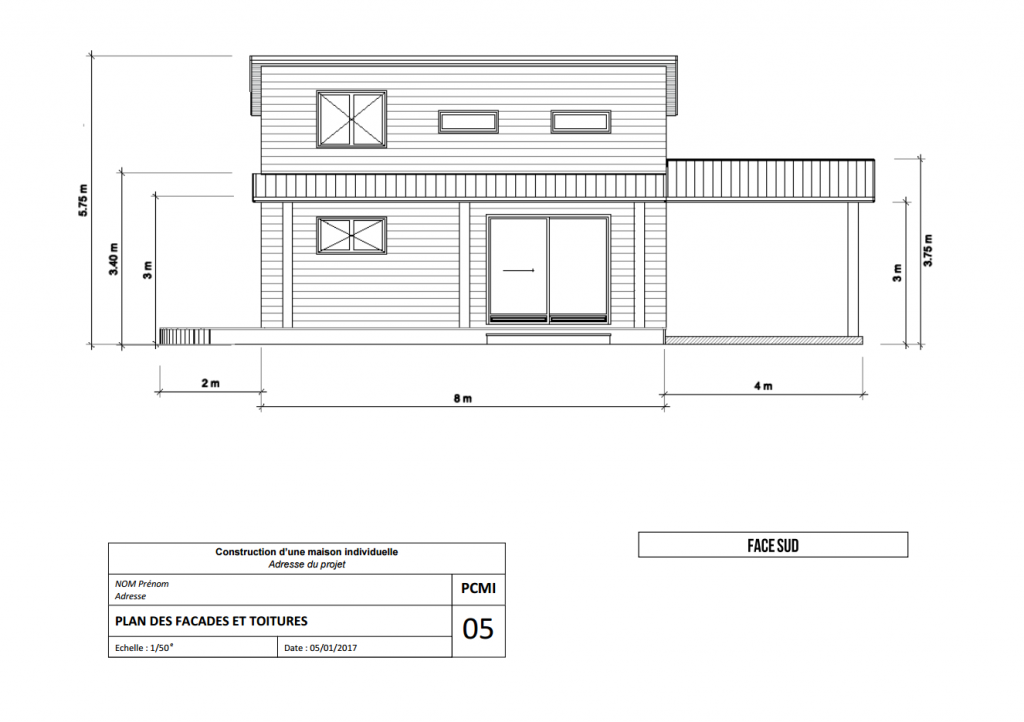 exemple PCMI 5 plans des façades et toitures