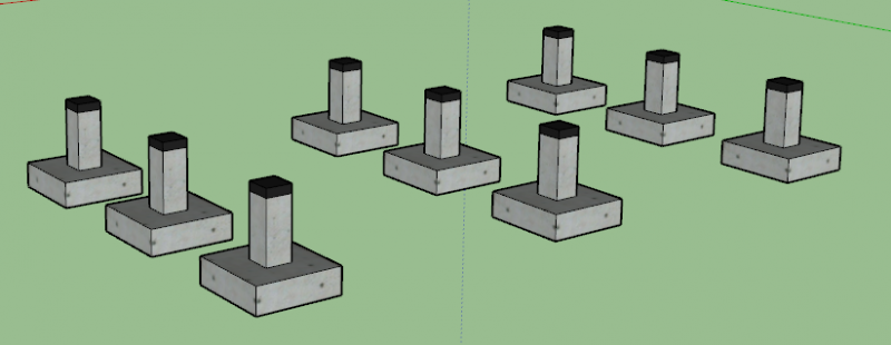 fondation de MOB : plots en béton