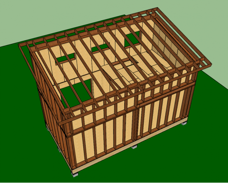 structure du toit mono-pente en ossature bois
