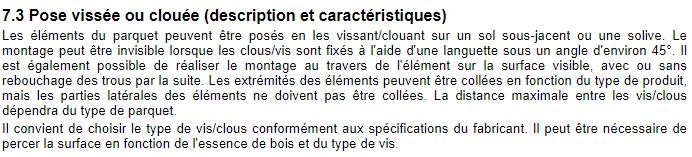 Normes et consignes pour la pose de parqué vissé