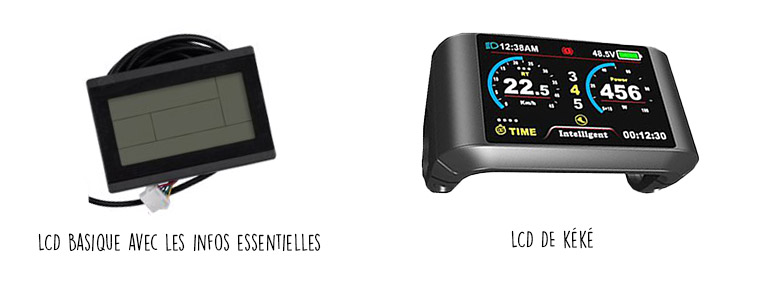 Comparaison écran LCD de vélo électrique 